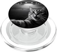 Funny Cat Selfie with Alien UFO Encounter Fun For Boys Girls PopSockets PopGrip para MagSafe
