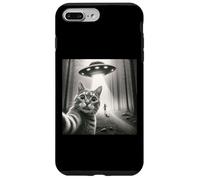 Funny Cat Selfie With Alien UFO Graphic Hombres Mujeres Niños Carcasa para iPhone 7 Plus/8 Plus