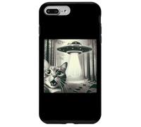 Funny Cat Selfie With Alien UFO Graphic Hombres Mujeres Niños Carcasa para iPhone 7 Plus/8 Plus
