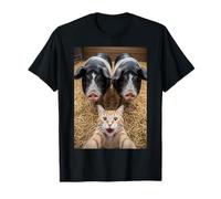 Funny Cat Selfie with Pigs Design - Cute Animal Pig Lovers Camiseta