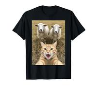 Funny Cat Selfie with Sheep Cute Farm Animal Kids & Adults Camiseta