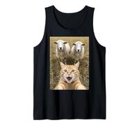 Funny Cat Selfie with Sheep Cute Farm Animal Kids & Adults Camiseta sin Mangas