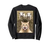 Funny Cat Selfie with Sheep Cute Farm Animal Kids & Adults Sudadera