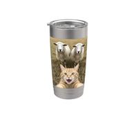 Funny Cat Selfie with Sheep Cute Farm Animal Kids & Adults Vaso térmico de acero inoxidable de doble pared