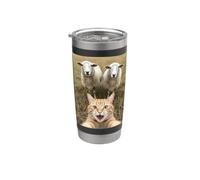 Funny Cat Selfie with Sheep Cute Farm Animal Kids & Adults Vaso térmico de acero inoxidable de doble pared