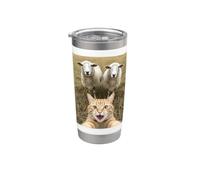 Funny Cat Selfie with Sheep Cute Farm Animal Kids & Adults Vaso térmico de acero inoxidable de doble pared