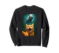 Funny Cat Selfie with T-Rex Dinosaur Orange Cat Meme Sudadera