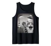 Funny Cat Selfie with UFOs - Alien Adventure tee Camiseta sin Mangas