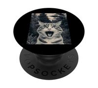 Funny Cat Selfie with UFOs - Alien Adventure tee PopSockets PopGrip Adhesivo
