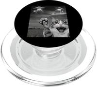 Funny Cat Selfie with UFOs - Alien Adventure tee PopSockets PopGrip para MagSafe