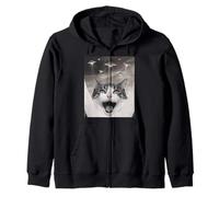 Funny Cat Selfie with UFOs - Alien Adventure tee Sudadera con Capucha