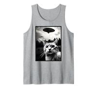 Funny Cat Selfie with UFOs - Cute Cat Joke UAPs Camiseta sin Mangas