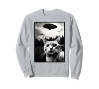 Funny Cat Selfie with UFOs - Cute Cat Joke UAPs Sudadera