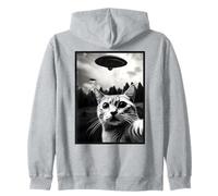 Funny Cat Selfie with UFOs - Cute Cat Joke UAPs Sudadera con Capucha