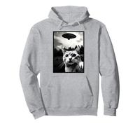 Funny Cat Selfie with UFOs - Cute Cat Joke UAPs Sudadera con Capucha