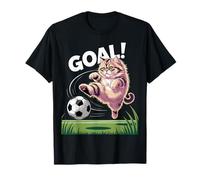 Funny Cat Soccer Goal Kick Football Humor Sports Fan Kids Camiseta