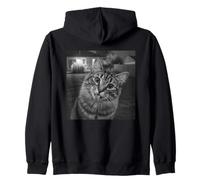 Funny Cat Sticks out Tongue On Security Camera Sudadera con Capucha