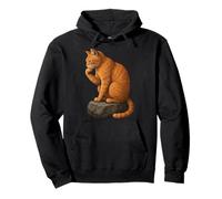Funny Cat The Thinker Orange Cat Tabby Cat Sudadera con Capucha