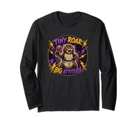 Funny Cat Tiny Roar Big Attitude Pañal Gatito Agere Manga Larga