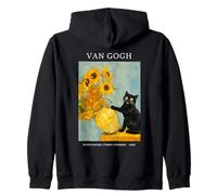 Funny Cat Trouble Maker Sunflowers Jarrón Van Gogh Parodia Sudadera con Capucha