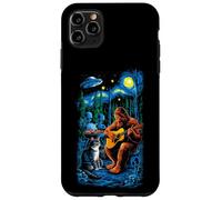 Funny Cat UFO Alien Bigfoot Sasquatch Camping Playing Guitar Carcasa para iPhone 11 Pro MAX