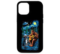 Funny Cat UFO Alien Bigfoot Sasquatch Camping Playing Guitar Carcasa para iPhone 12/12 Pro