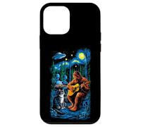 Funny Cat UFO Alien Bigfoot Sasquatch Camping Playing Guitar Carcasa para iPhone 12 Mini