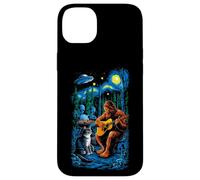 Funny Cat UFO Alien Bigfoot Sasquatch Camping Playing Guitar Carcasa para iPhone 14 Plus