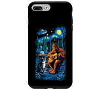 Funny Cat UFO Alien Bigfoot Sasquatch Camping Playing Guitar Carcasa para iPhone 7 Plus/8 Plus