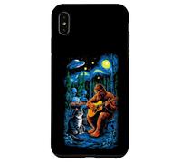 Funny Cat UFO Alien Bigfoot Sasquatch Camping Playing Guitar Carcasa para iPhone XS MAX
