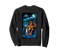 Funny Cat UFO Alien Bigfoot Sasquatch Camping Playing Guitar Sudadera