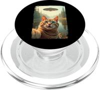Funny Cat UFO Encounter Hilarious Cat Selfie Aliens PopSockets PopGrip para MagSafe