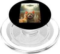 Funny Cat UFO Encounter Hilarious Cat Selfie Aliens PopSockets PopGrip para MagSafe