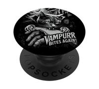 Funny Cat Vampurr Bites Again Halloween Vintage Graphic PopSockets PopGrip Adhesivo