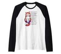 Funny Cat Victim of The Belly Rub Trap Kitten Joke Camiseta Manga Raglan