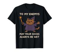 Funny Cat Wizard Meme Sarcastic Cute Wet Socks Humor Camiseta