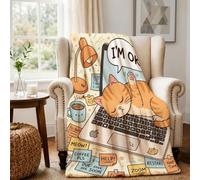 Funny Cat Work from Home - Manta de 40 x 60 pulgadas | Humor para trabajar desde casa, mantas peludas, decoración acogedora de oficina, ilustración de animales fantasiosos