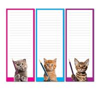 Funny Cats - Bloc de notas magnético grande para refrigerador (paquete de 3) de 3.5 x 9 pulgadas, 40 hojas por bloc, bloc magnético para lista de comestibles, bloc de notas, bloc de notas