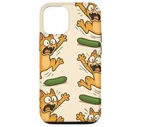 Funny Cats Jumping from Cucumbers Cartoon Pet Humor Carcasa para iPhone 12/12 Pro