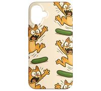 Funny Cats Jumping from Cucumbers Cartoon Pet Humor Carcasa para iPhone 16 Plus