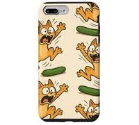 Funny Cats Jumping from Cucumbers Cartoon Pet Humor Carcasa para iPhone 7 Plus/8 Plus