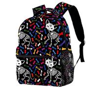 Funny Cats Skull Colorful Bones School Backapck, elegante mochila para computadora portátil para mujeres y niñas, bolsa para computadora portátil para maestros, mochila informal para computadora portá