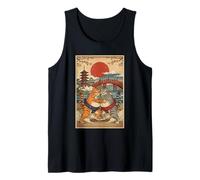Funny Cats Sumo Wrestling Arte japonés Anime Ukiyo-e Gráfico Camiseta sin Mangas