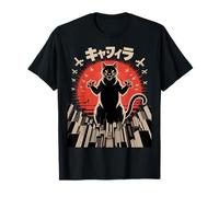 Funny Catzilla Gigante Gato Japonés Ciudad Ataque Retro Mon Camiseta