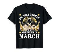 Funny Champagne Birthday Gnomes For Women Are Born In March Camiseta