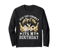 Funny Champagne Grandparents Did You GNOME It`s My Birthday Manga Larga