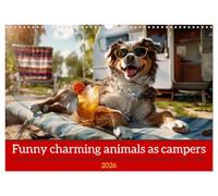 Funny charming animals as campers (Wall Calendar 2026 DIN A3 landscape), CALVENDO 12 Month Wall Calendar: Funny animals enjoy the camper lifestyle with humorous slogans