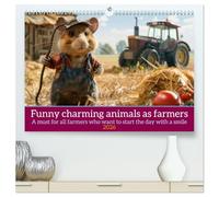 Funny charming animals as farmers (High Quality Premium Wall Calendar 2026 DIN A2 landscape),CALVENDO 12 Month Wall Calendar: A funny calendar with animals in a farmer outfit