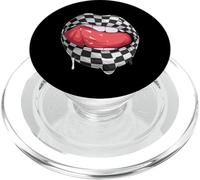 Funny Checkered Black White Lip Racer Race Racing Car Women PopSockets PopGrip para MagSafe