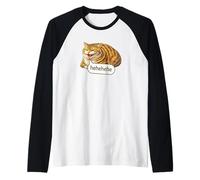 Funny Cheesy Cat Smile Meme Silly Weird Chubby Cat Face Camiseta Manga Raglan